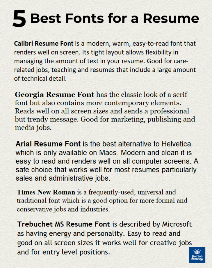 Best Font for Resume 2022 the right font type and size