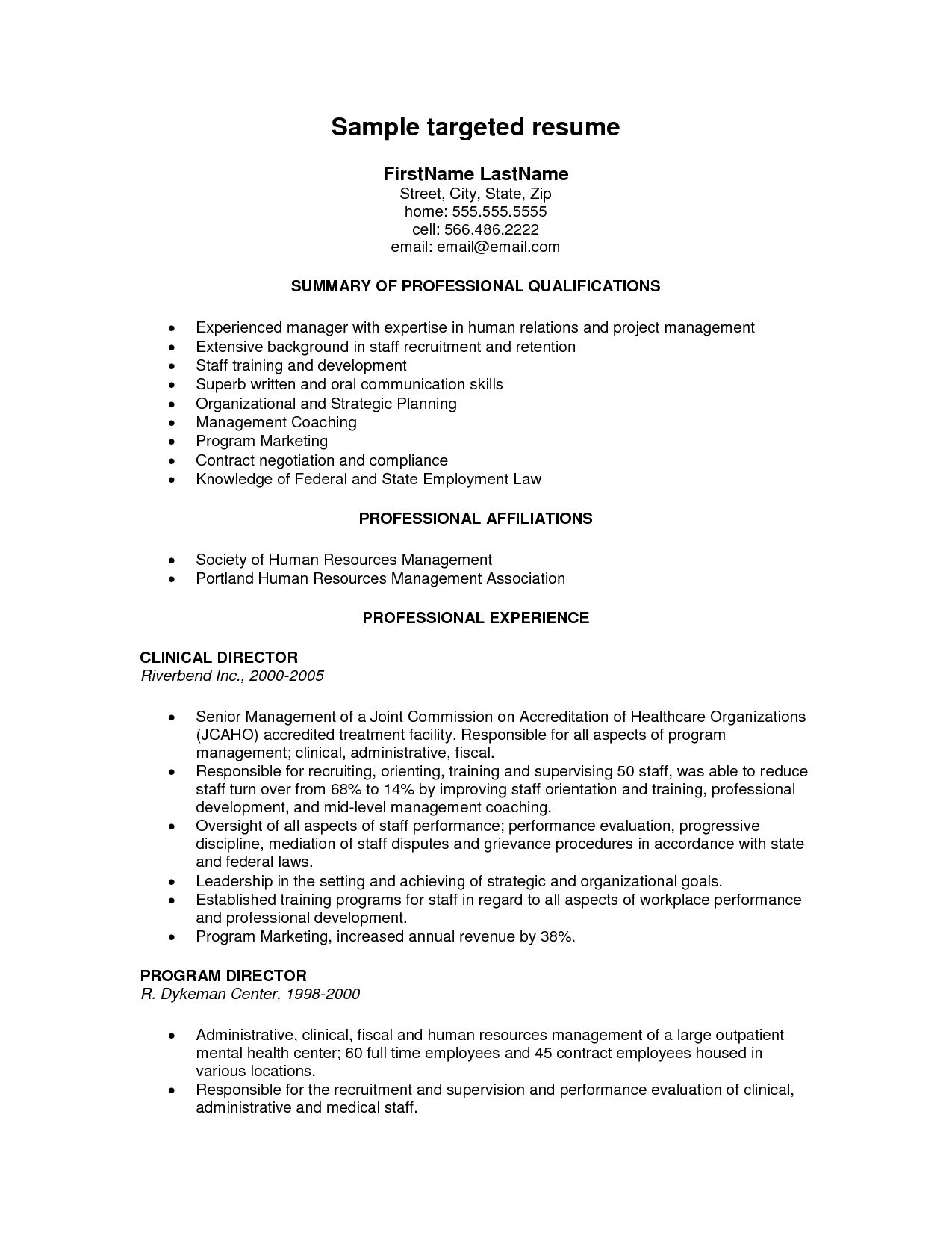 40++ Targeted resume format example That You Can Imitate