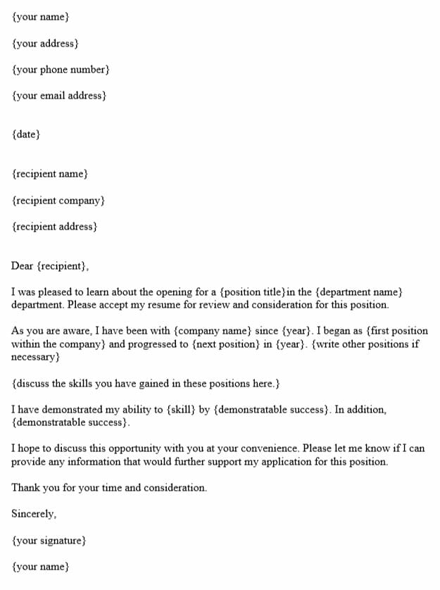 Cover Letter for an Internal Position or Promotion (Format & Examples