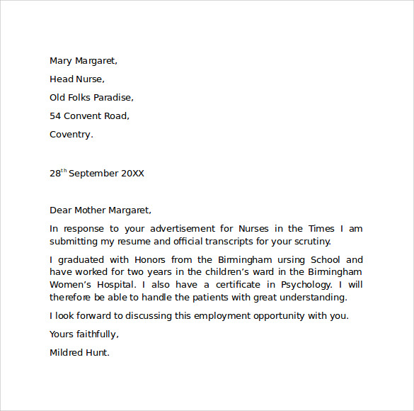 FREE 8+ Employment Cover Letter Templates in PDF MS Word
