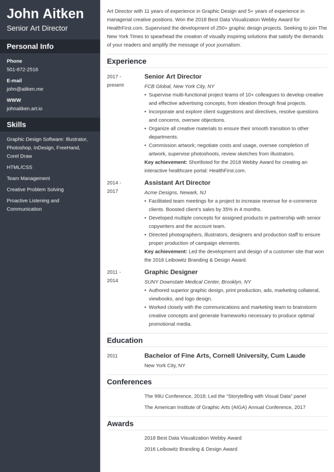 Art Director Resume Examples & Writing Guide
