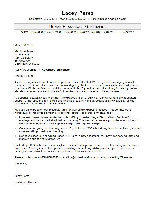 Cover Letter Human Resources Manager Human Resources Associate Cover