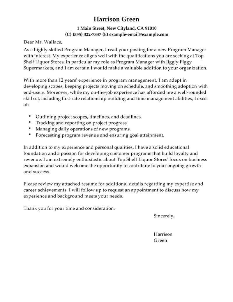 Best Management Cover Letter Examples LiveCareer