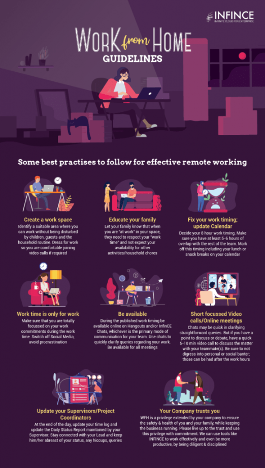 Effective Work From Home Tips Infographic Infince