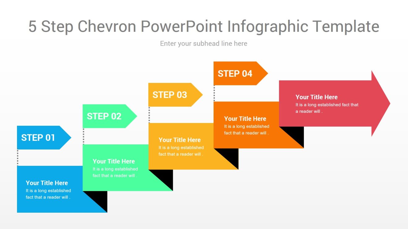 5 step chevron powerpoint infographic template CiloArt