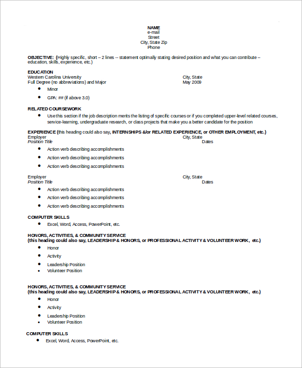 FREE 9+ Sample Chronological Resume Templates in MS Word PDF