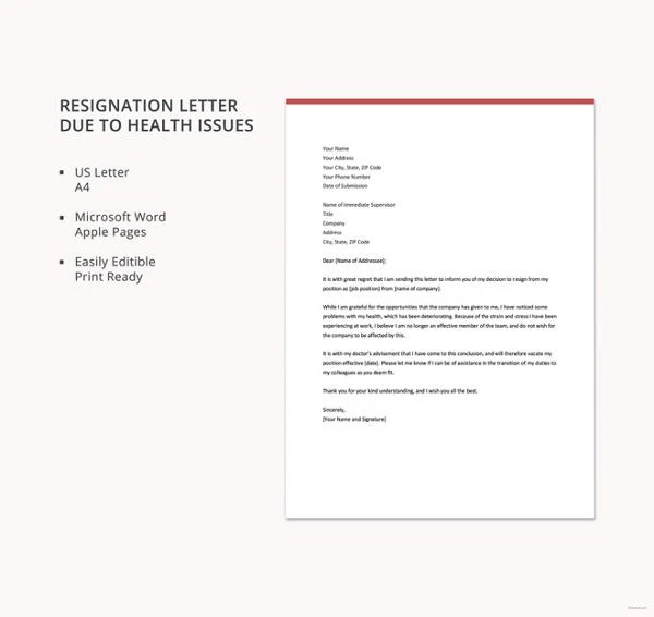 Medical Resignation Letters Template 10+ Free Word, PDF Format