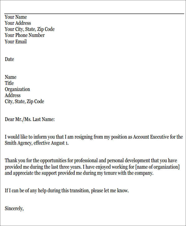 FREE 11+ Sample Resignation Letters for Personal Reasons in PDF MS
