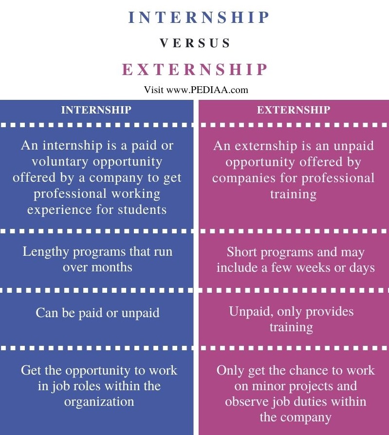 What is the Difference Between Internship and Externship