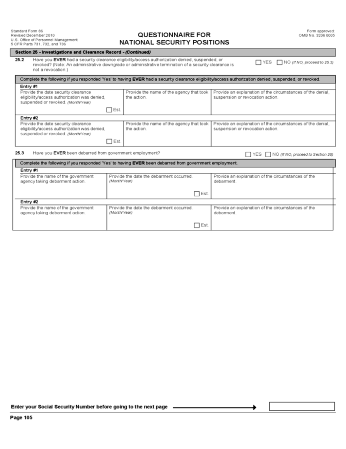 Security Clearance Forms United States Free Download