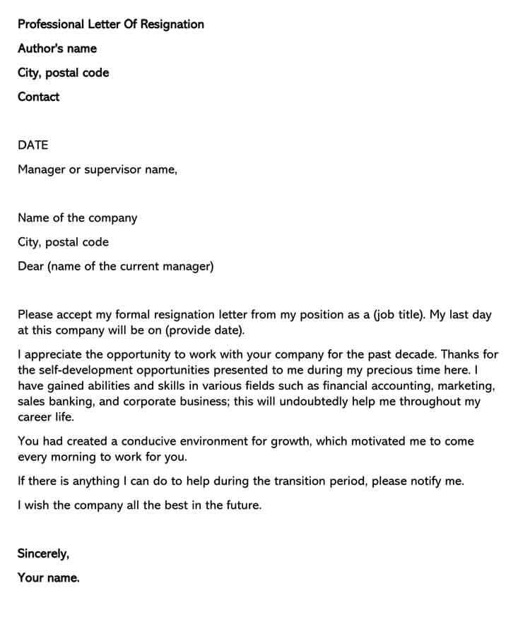 Professional Resignation Letter Example Ideas 2022
