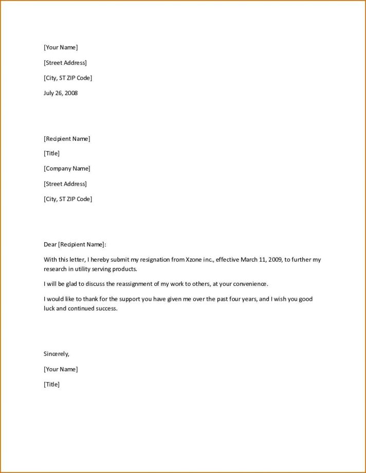 Template Resignation Letter Word bonus