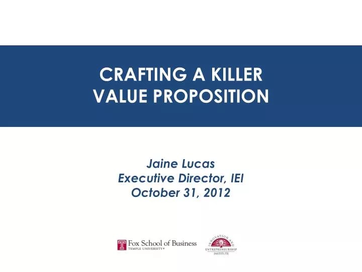 PPT CRAFTING A KILLER VALUE PROPOSITION PowerPoint Presentation, free