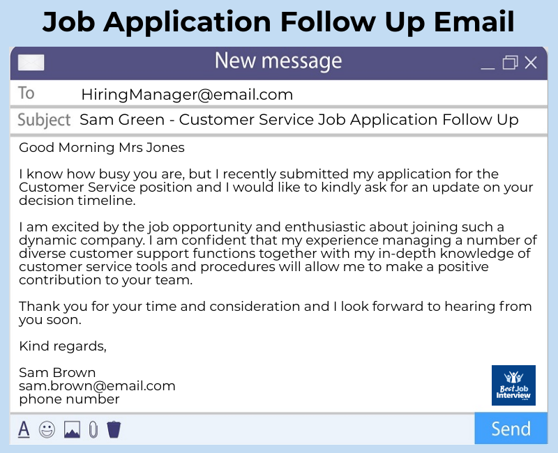 Job Application Follow Up Email Examples in 2021 Job application, Job
