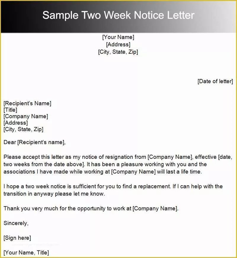 2 Week Notice Template Free Of 11 Two Weeks Notice Letter Templates Pdf