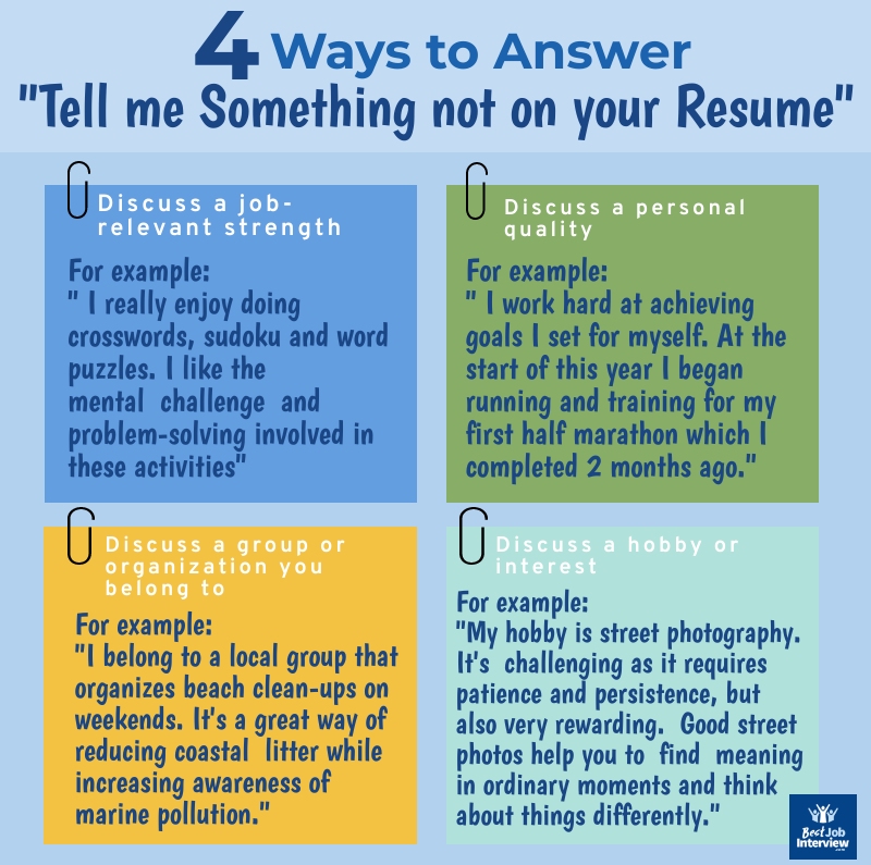 Example Answers for Interviews Tell me something not on your resume