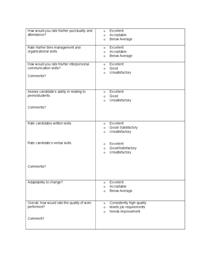 Basic Reference Check Template Free Download