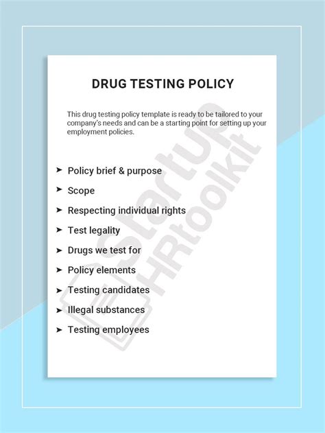 Sample Drug Testing Policy printable pdf download