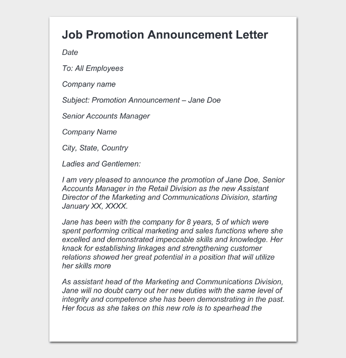 26 Job Promotion Letters (100 Free Templates) Doc Formats