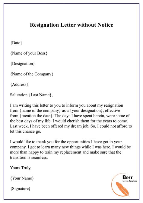 FREE 11+ Resignation Letters No Notice Templates in PDF MS Word