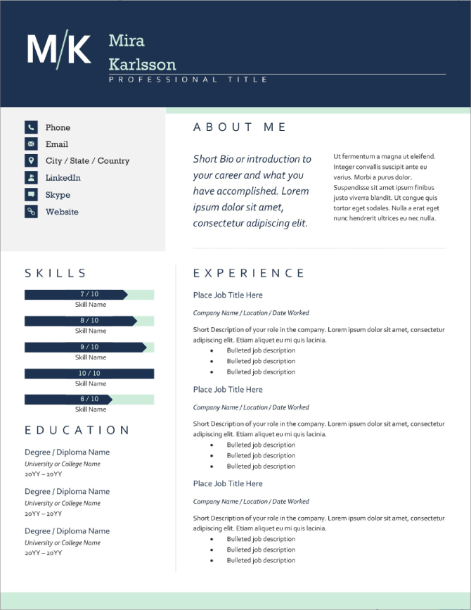 50+ Free Microsoft Word CV Templates to Download