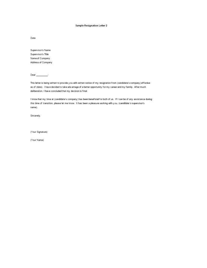 Resignation For Better Opportunity Sample Resignation Letter