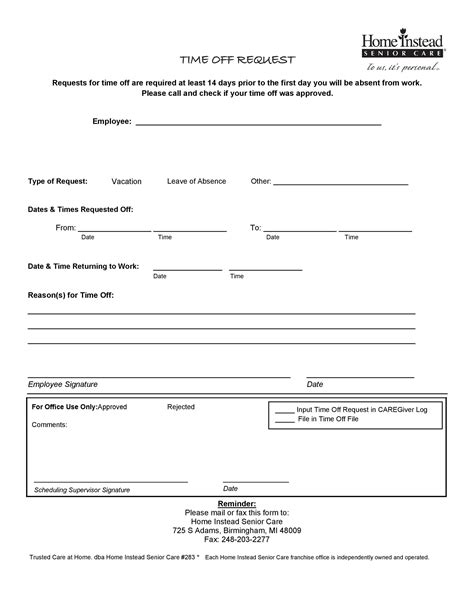 Time Off Request Form & Templates PDF, Word, Sample