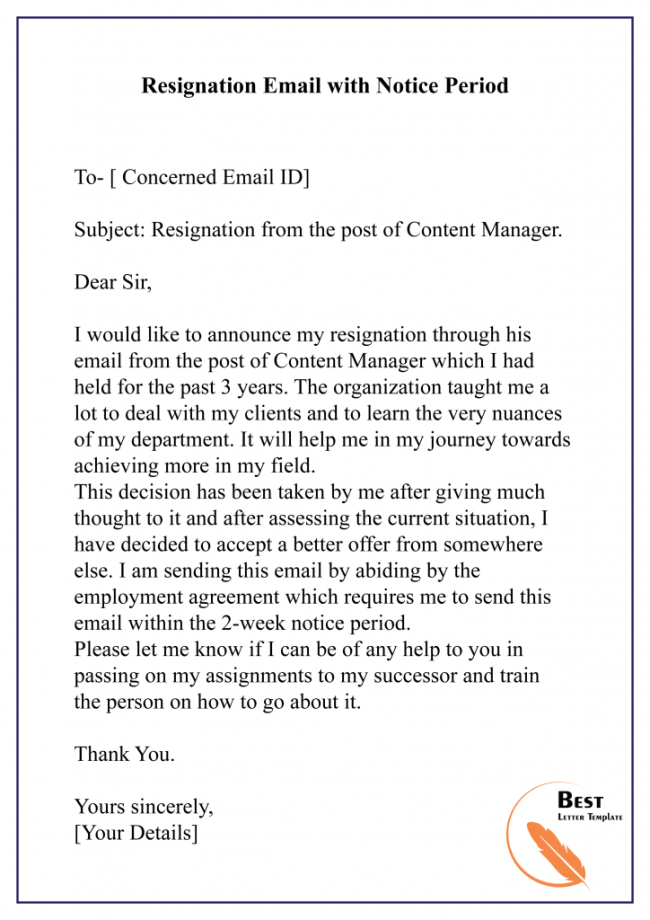 How to write a Resignation Email Resignation Email Format