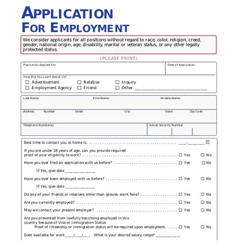 50 Free Employment / Job Application Form Templates [Printable