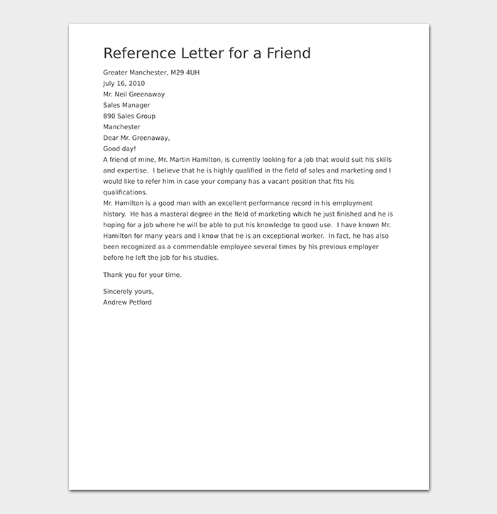 Reference Letter for Friend Tips (with Format & Sample Letters)