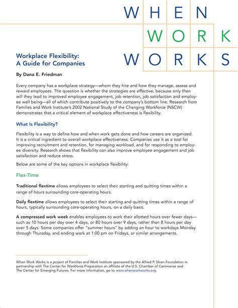 Workplace Flexibility A Guide for Companies Families and Work Institute