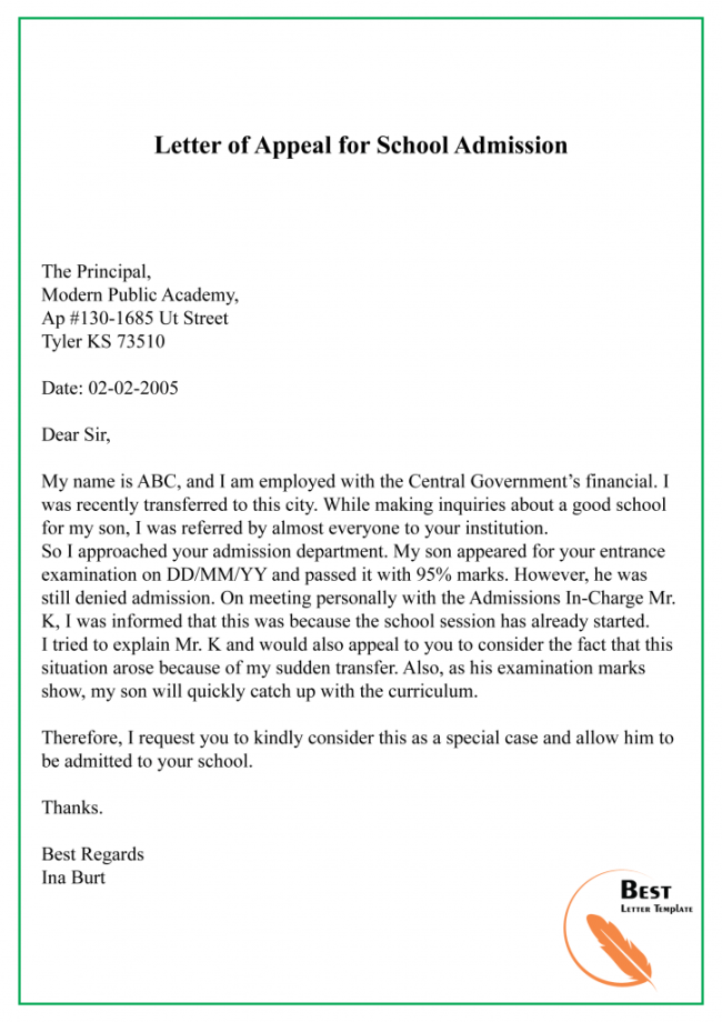 23+ Free Appeal Letter Template Format, Sample & Example