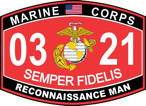 Reconnaissance Man Marine Corps MOS 0321 U.S.M.C Military Decal