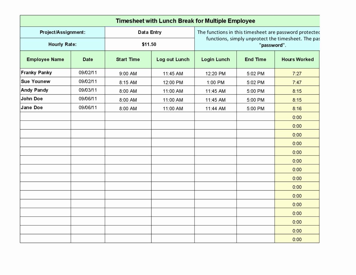 Employee Break And Lunch Schedule Template MS Excel Templates