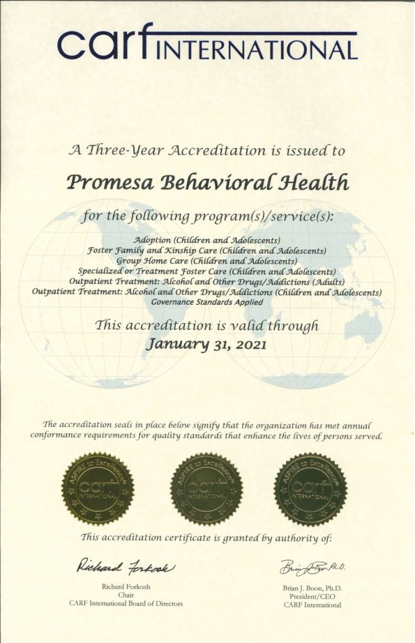 Certifications Promesa Behavioral Health Promoting Growth and Wellness