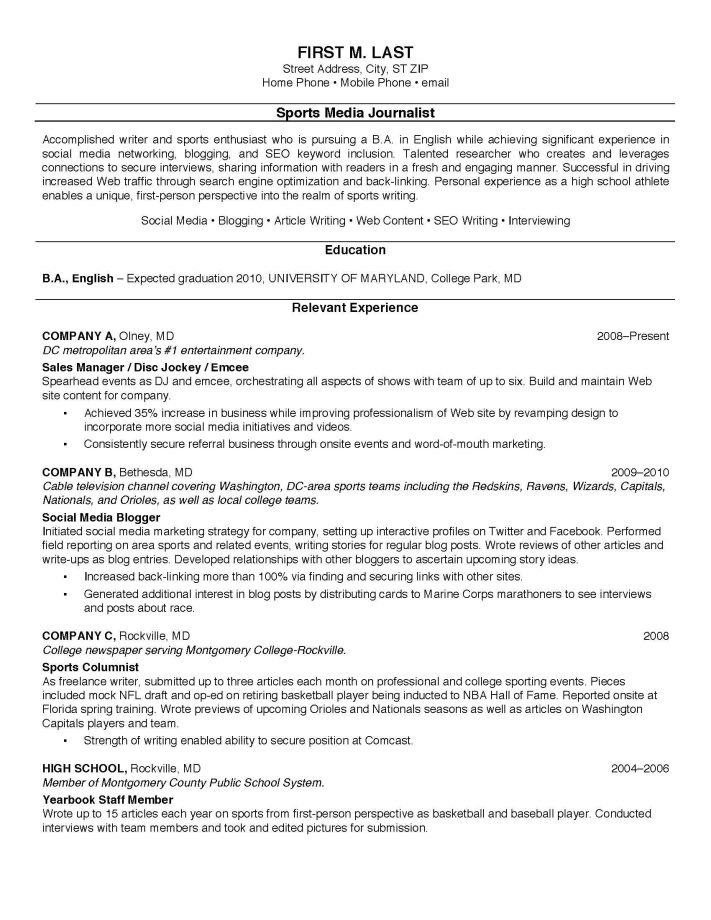 Best Resume Examples For College Students Best Resume Examples For