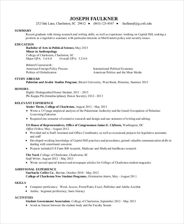 FREE 10+ Sample Resume For College Student in MS Word PDF